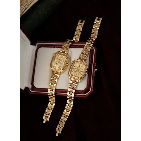 Vintage Style Gold Bracelet Watch Women Square Roman Dial Elegant Wristwatch main image 11